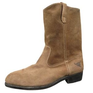 Texas Steer Men's Size 9.5 Brown Suede Pull-On Western Boots Classic Rugged